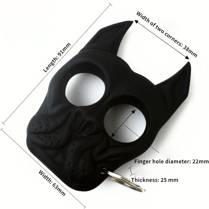 Dog Head Poing Américain Porte-clés d'auto-défense Pendentif pour sac à dos
