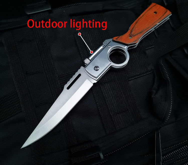 AK47 Automatic Folding Knife Tactical Knives With Wooden Handle
