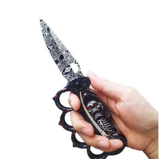 Couteau à poing américain pliant Couteaux de poche à motif 3D