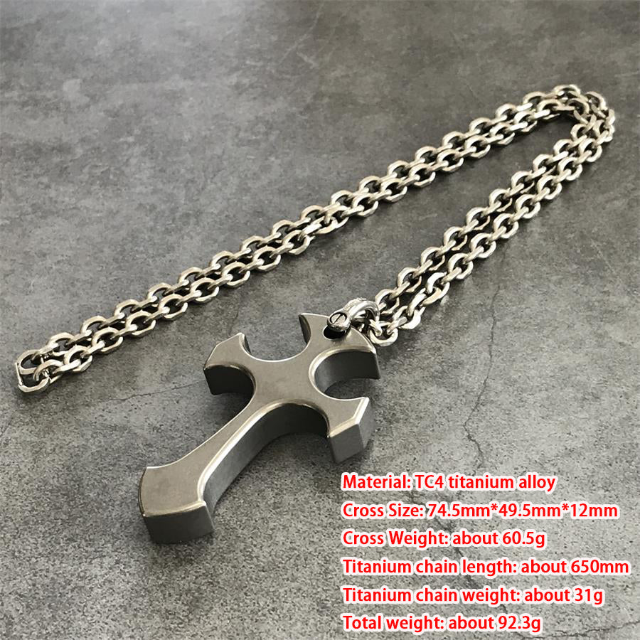 Collier croix en titane poing américain Self Defense EDC Tool