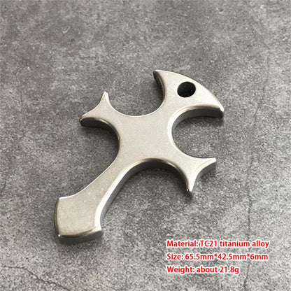 Collier croix en titane poing américain Self Defense EDC Tool